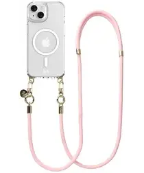 AVY Apple iPhone 13 / 14 Hoesje met Koord & MagSafe 130CM Tressé Pink afbeelding