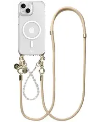 AVY Apple iPhone 13 / 14 Hoesje met Koord & MagSafe Set Pearl & Rope Beige afbeelding