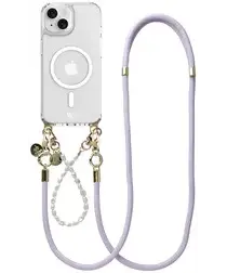 AVY Apple iPhone 13 / 14 Hoesje met Koord & MagSafe Set Pearl & Rope Purple afbeelding