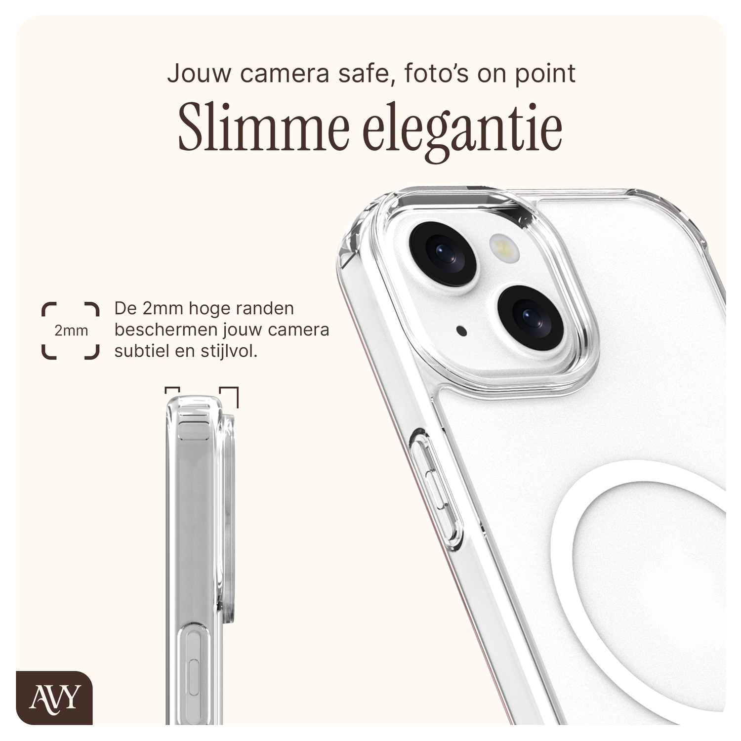 AVY Apple iPhone 13 / 14 Hoesje met Koord & MagSafe Set Pearl & Rope Purple afbeelding 5