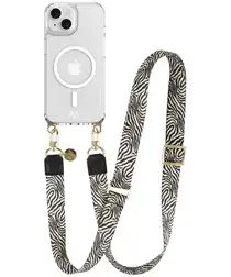 AVY Apple iPhone 13 / 14 Hoesje met Koord & MagSafe 130CM Serengeti Zebra afbeelding