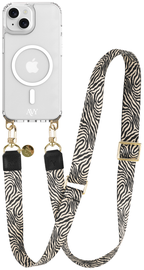 AVY Apple iPhone 13 / 14 Hoesje met Koord & MagSafe 130CM Serengeti Zebra