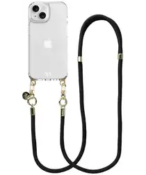 AVY Apple iPhone 13 / 14 Hoesje Met Koord 130CM Tressé Black afbeelding