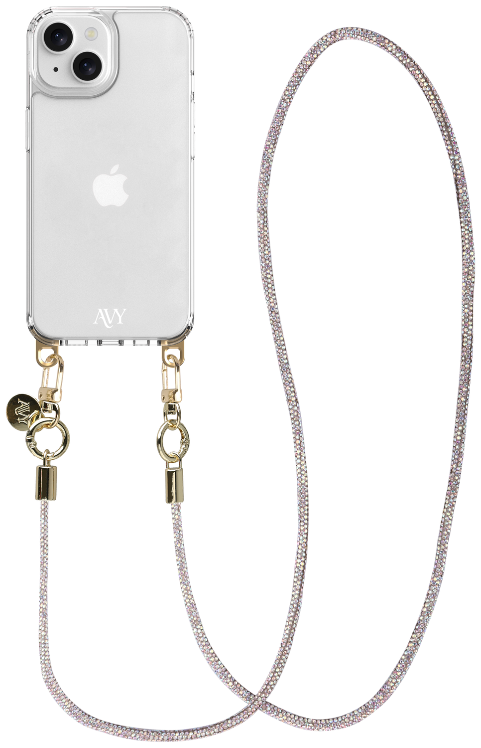 AVY Apple iPhone 13 / 14 Hoesje Met Koord 120CM Silver Spark Long afbeelding 1