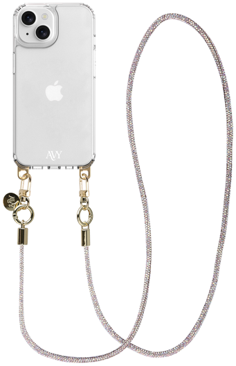 AVY Apple iPhone 13 / 14 Hoesje Met Koord 120CM Silver Spark Long afbeelding 1