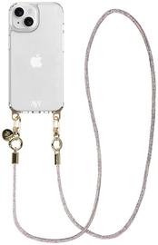 AVY Apple iPhone 13 / 14 Hoesje Met Koord 120CM Silver Spark Long