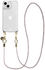 AVY Apple iPhone 13 / 14 Hoesje Met Koord 120CM Silver Spark Long