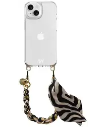 AVY Apple iPhone 13 / 14 Hoesje Met Koord 32CM Serengeti Zebra afbeelding