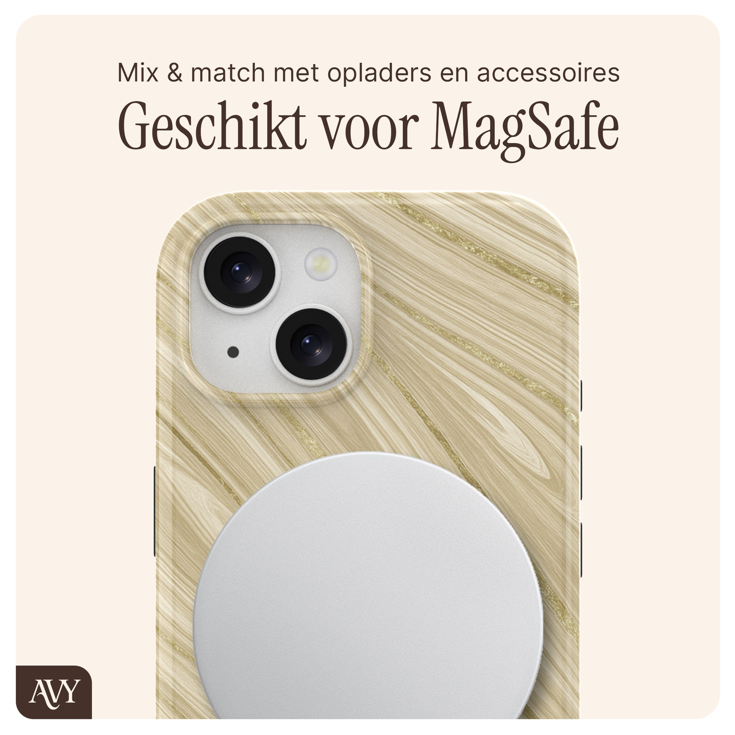 AVY Apple iPhone 13 / 14 MagSafe Hoesje met Koord 30CM Aurum Lien afbeelding 6