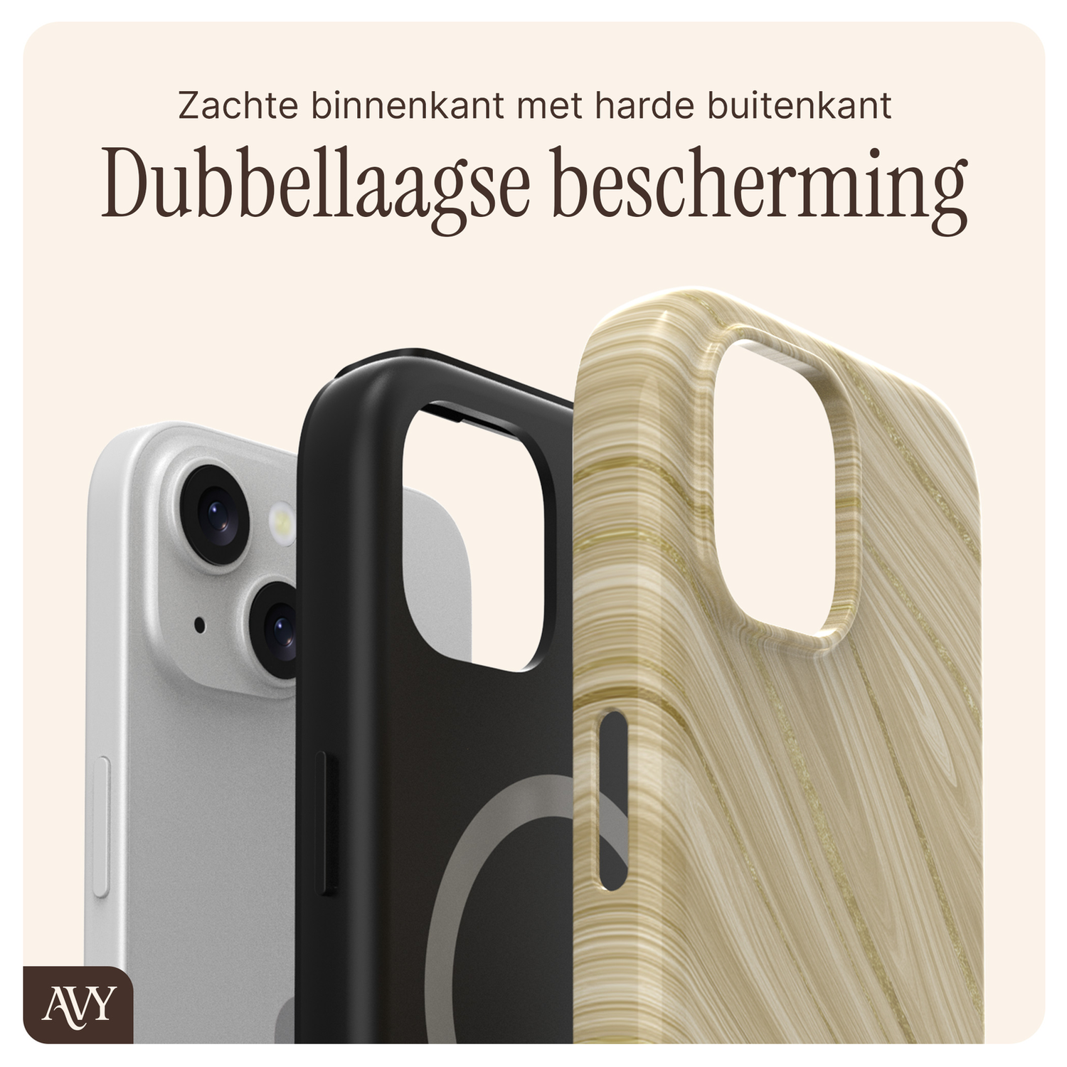AVY Apple iPhone 13 / 14 MagSafe Hoesje met Koord 32CM Aurum Gold afbeelding 8