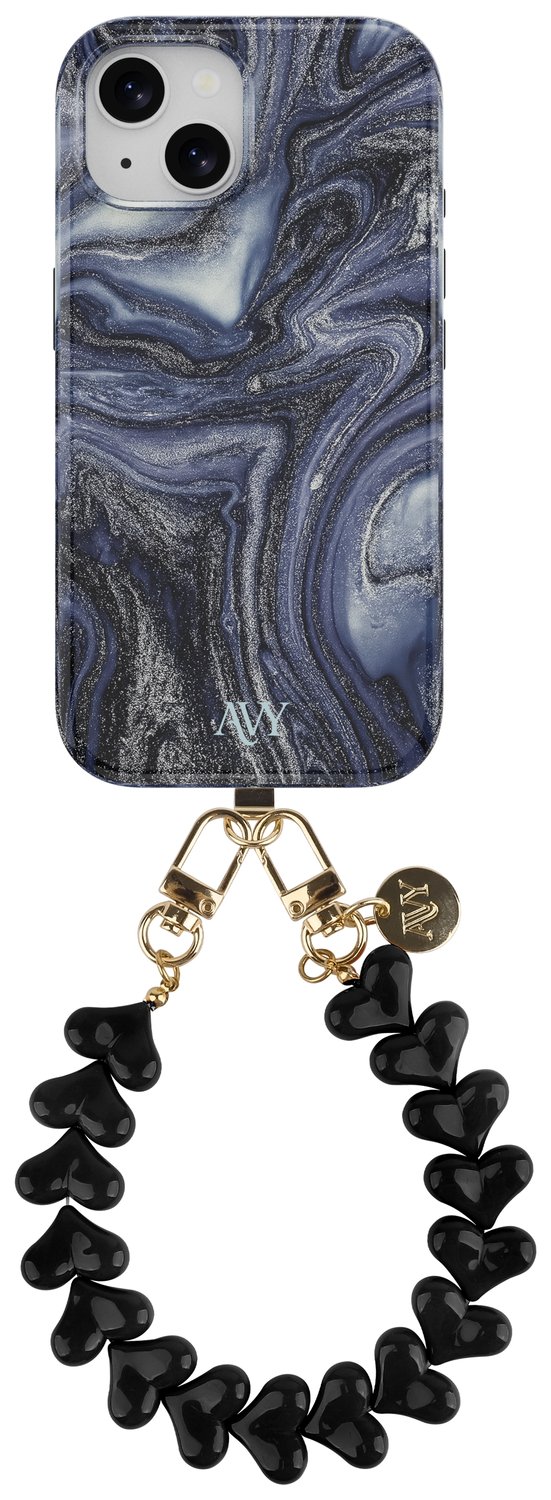 AVY Apple iPhone 13 / 14 MagSafe Hoesje met Koord 30CM Marmer Hearts afbeelding 1