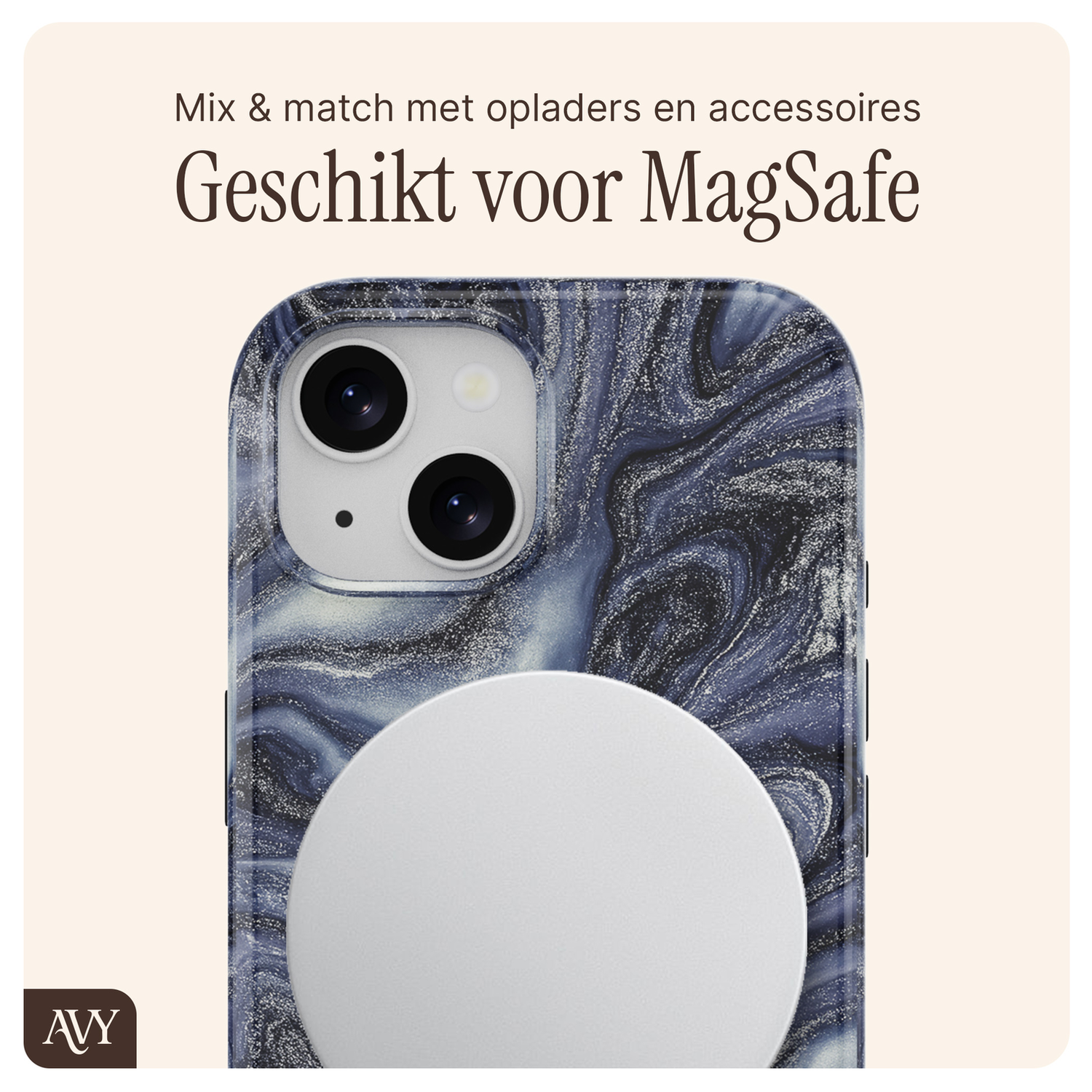 AVY Apple iPhone 13 / 14 MagSafe Hoesje met Koord 32CM Obscura Blue afbeelding 6