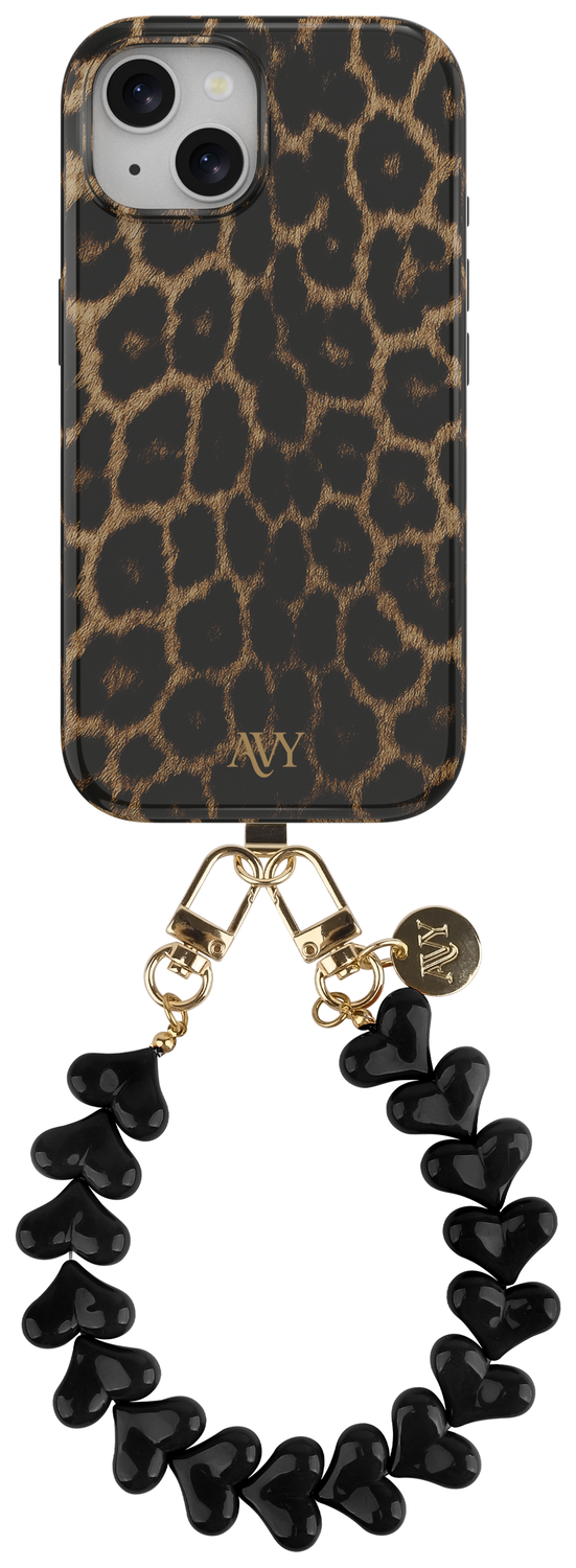 AVY Apple iPhone 13 / 14 MagSafe Hoesje met Koord 30CM Panther Hearts afbeelding 1