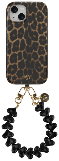 AVY Apple iPhone 13 / 14 MagSafe Hoesje met Koord 30CM Panther Hearts afbeelding 1