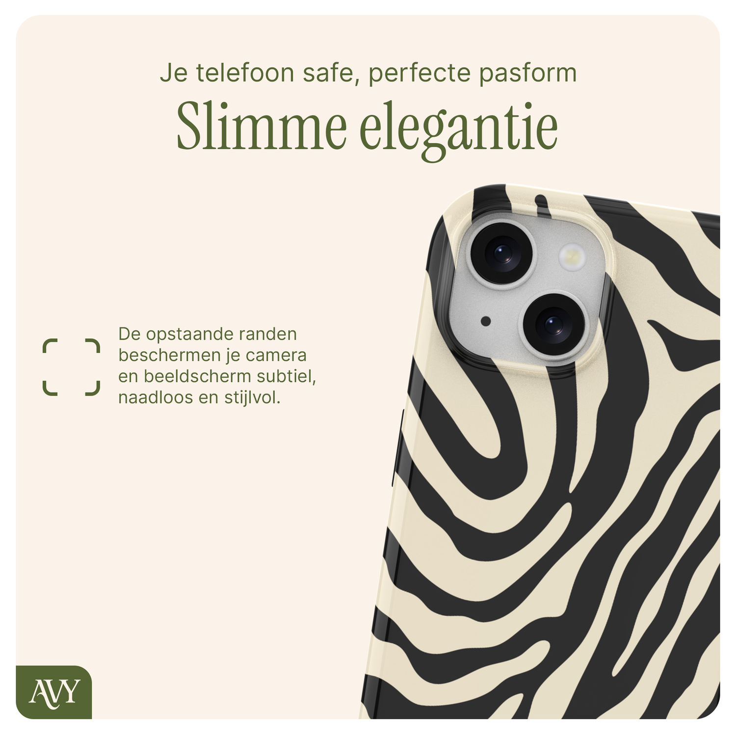 AVY Apple iPhone 13 / 14 MagSafe Hoesje met Koord 32CM Serengeti Zebra afbeelding 5