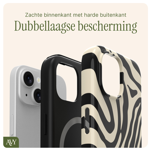 AVY Apple iPhone 13 / 14 MagSafe Hoesje met Koord 32CM Serengeti Zebra afbeelding 10