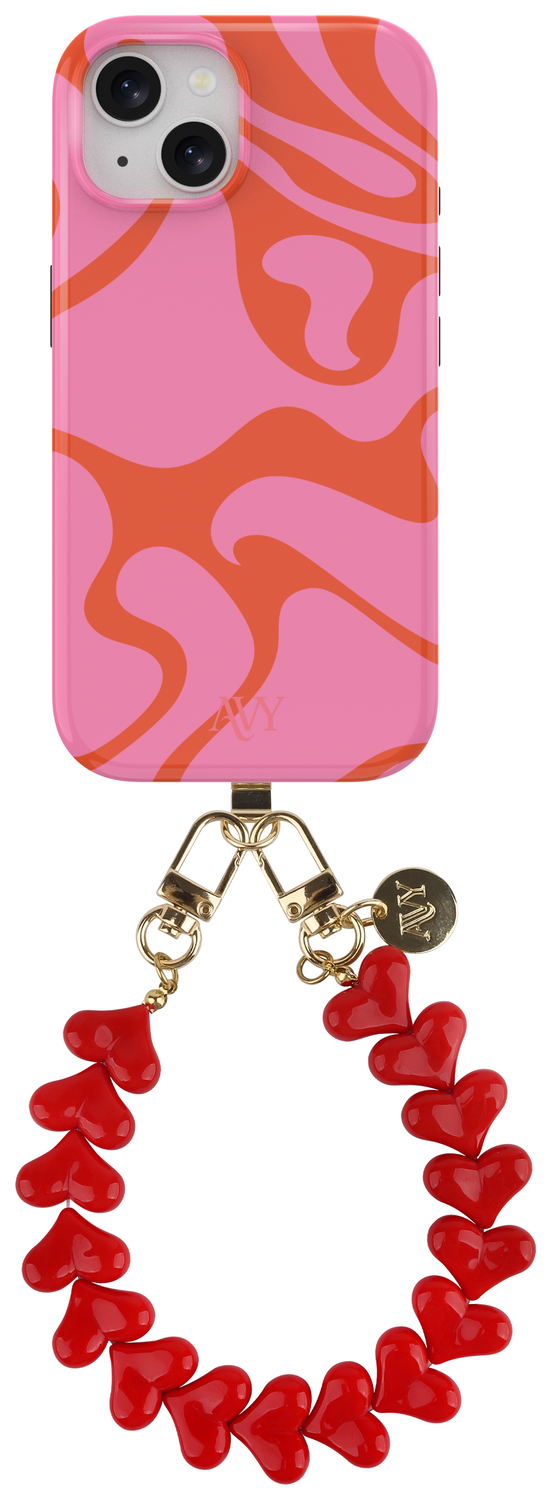 AVY Apple iPhone 13 / 14 MagSafe Hoesje met Koord 30CM Rose Hearts afbeelding 1