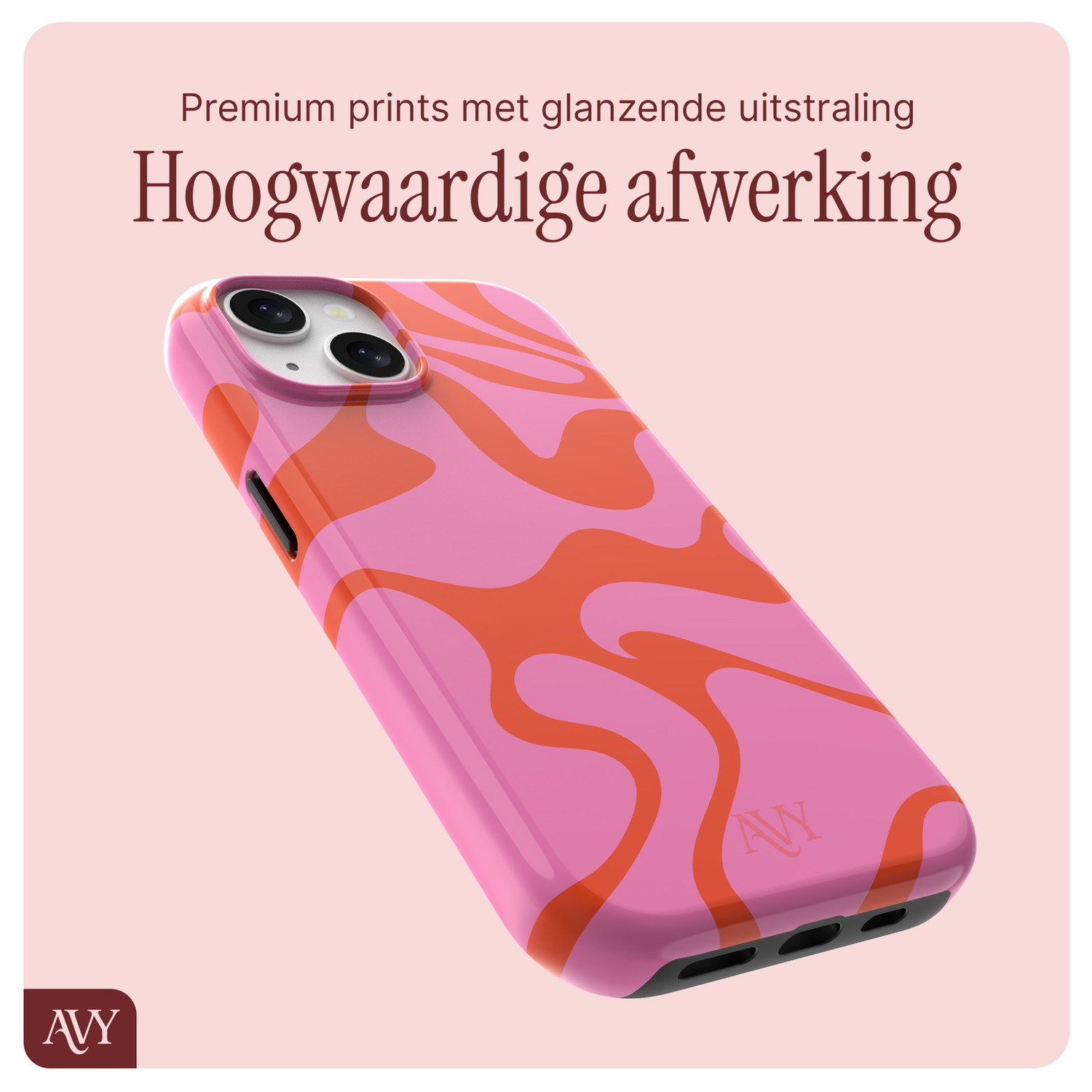 AVY Apple iPhone 13 / 14 MagSafe Hoesje met Koord 30CM Rose Hearts afbeelding 7