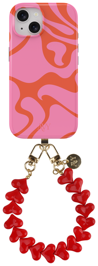 AVY Apple iPhone 13 / 14 MagSafe Hoesje met Koord 30CM Rose Hearts afbeelding 1