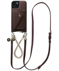 AVY Apple iPhone 13 / 14 Bruin Leren Hoesje Wallet & Koord Leather and Gold afbeelding
