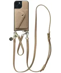 AVY Apple iPhone 13 / 14 Beige Leren Hoesje met Wallet & Koord Leather Set afbeelding