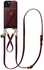 AVY Apple iPhone 13 / 14 Burgundy Leren Hoesje met Wallet & Koord Leather Set