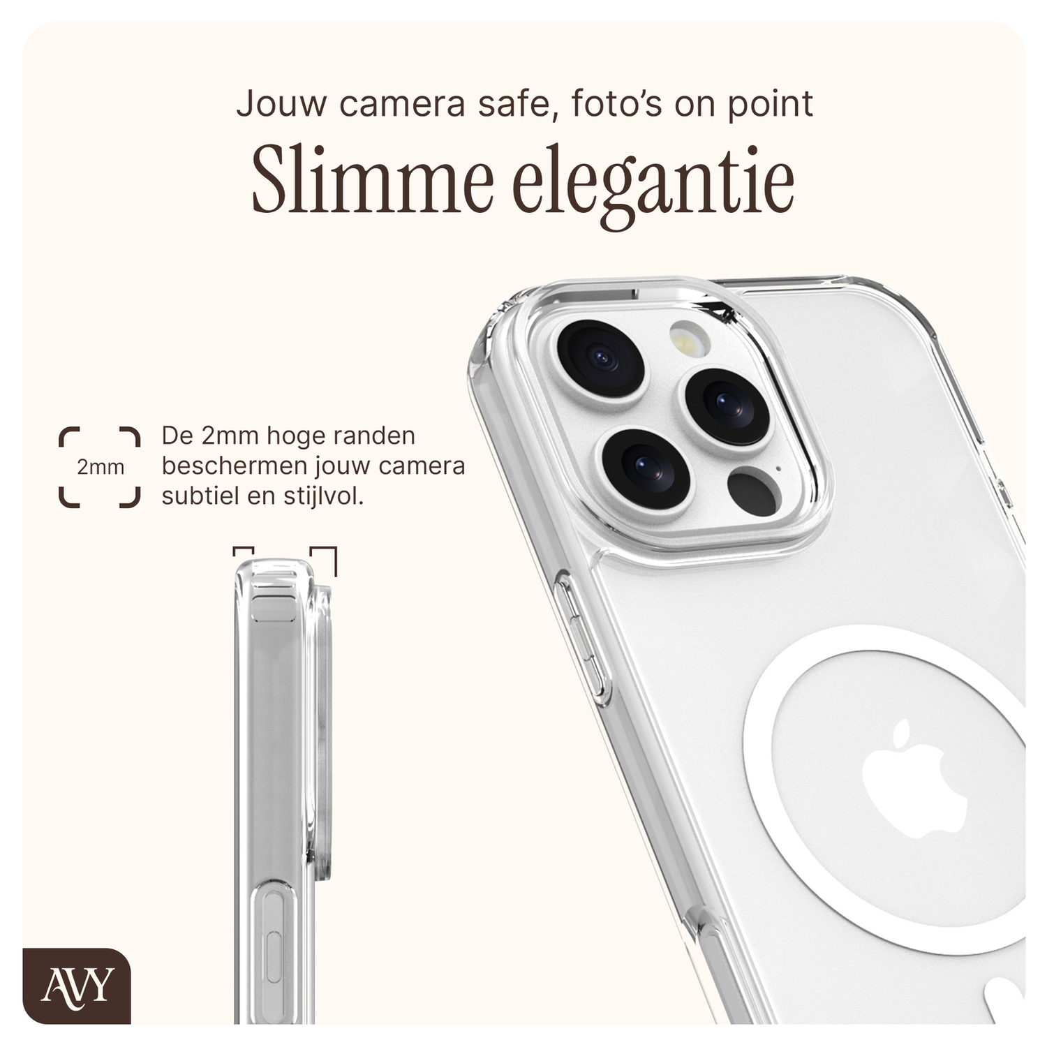 AVY Apple iPhone 14 Pro Hoesje met Koord & MagSafe 30CM Cupid Black afbeelding 4