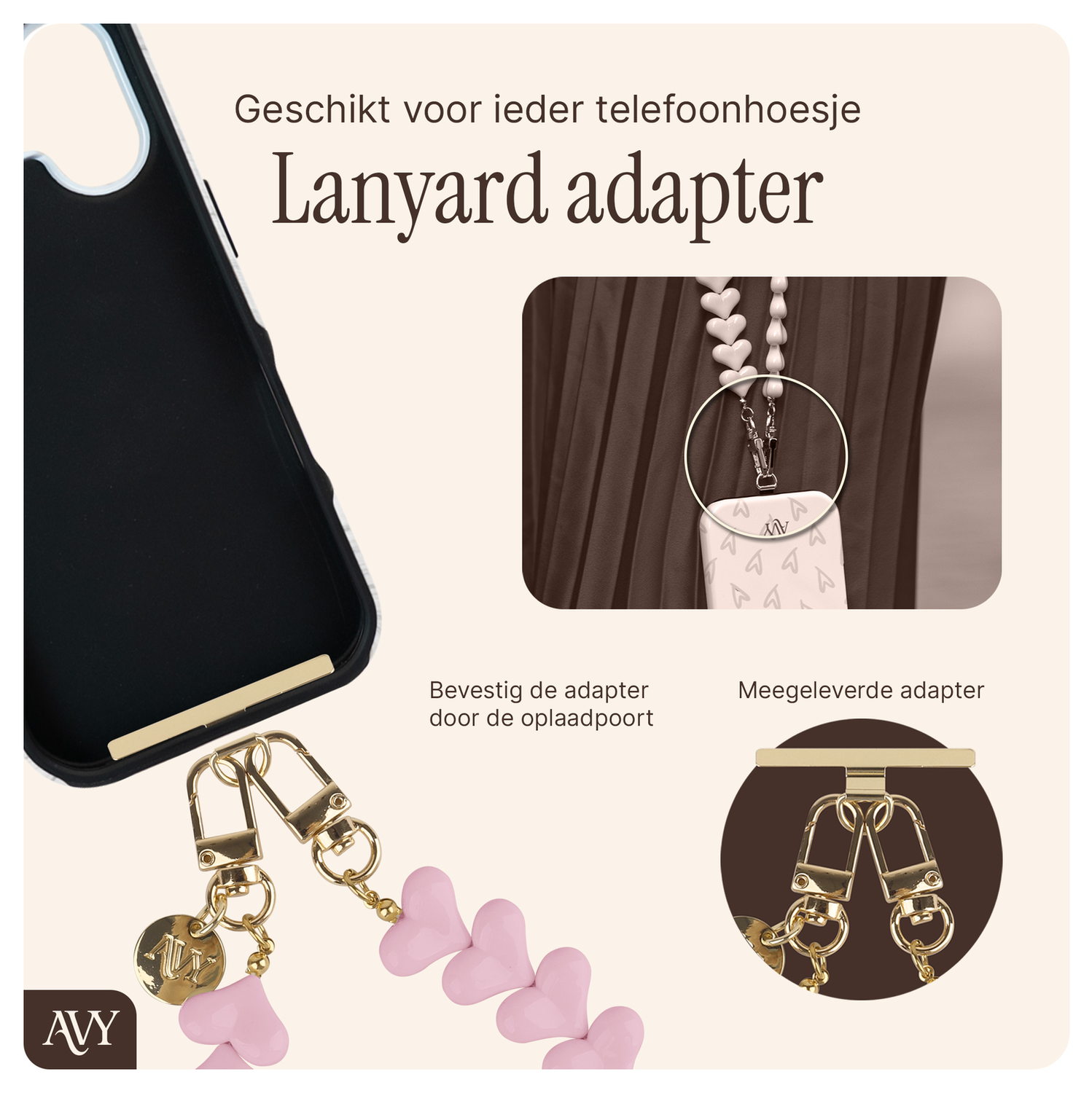 AVY Apple iPhone 14 Pro Hoesje met Koord & MagSafe 30CM Cupid Pink afbeelding 7