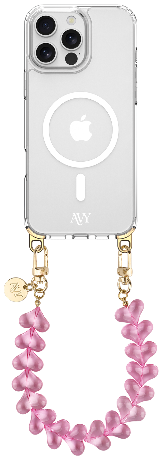 AVY Apple iPhone 14 Pro Hoesje met Koord & MagSafe 30CM Cupid Clear Pink afbeelding 1