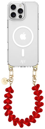 AVY Apple iPhone 14 Pro Hoesje met Koord & MagSafe 30CM Cupid Clear Red afbeelding 1