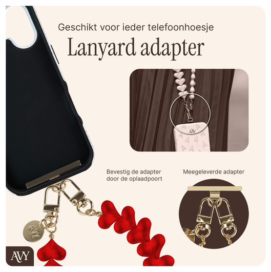 AVY Apple iPhone 14 Pro Hoesje met Koord & MagSafe 30CM Cupid Clear Red afbeelding 8