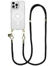 AVY Apple iPhone 14 Pro Hoesje met Koord & MagSafe 130CM Tressé Black afbeelding