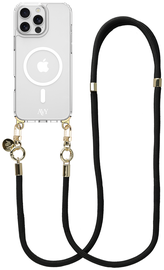 AVY Apple iPhone 14 Pro Hoesje met Koord & MagSafe 130CM Tressé Black