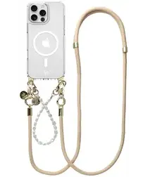 AVY Apple iPhone 14 Pro Hoesje met Koord & MagSafe Set Pearl & Rope Beige afbeelding