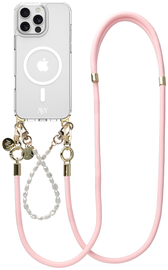 AVY Apple iPhone 14 Pro Hoesje met Koord & MagSafe Set Pearl & Rope Pink
