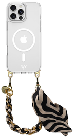 AVY Apple iPhone 14 Pro Hoesje met Koord & MagSafe 32CM Serengeti Zebra
