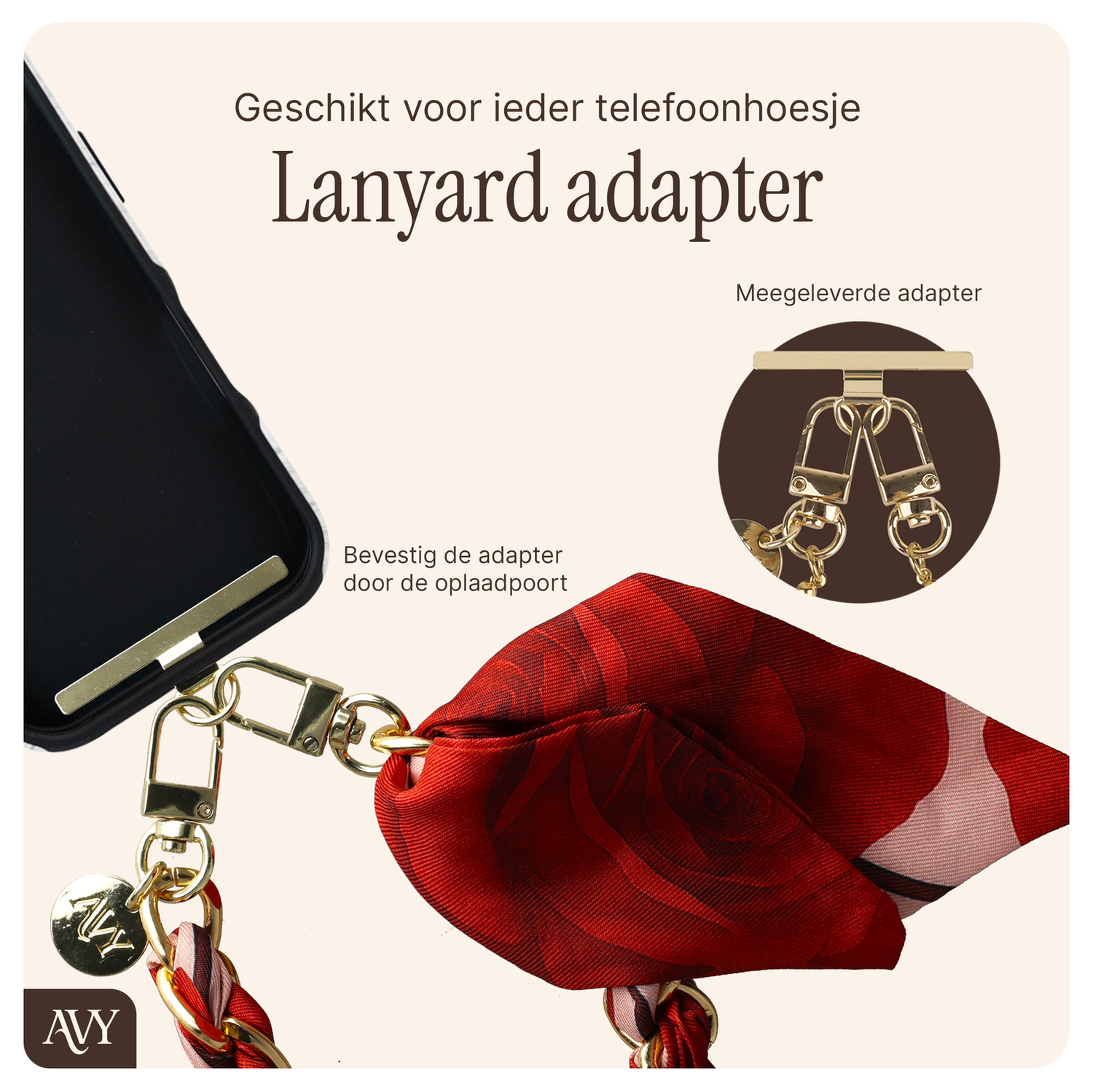 AVY Apple iPhone 14 Pro Hoesje met Koord & MagSafe 32CM Botanique Roses afbeelding 5