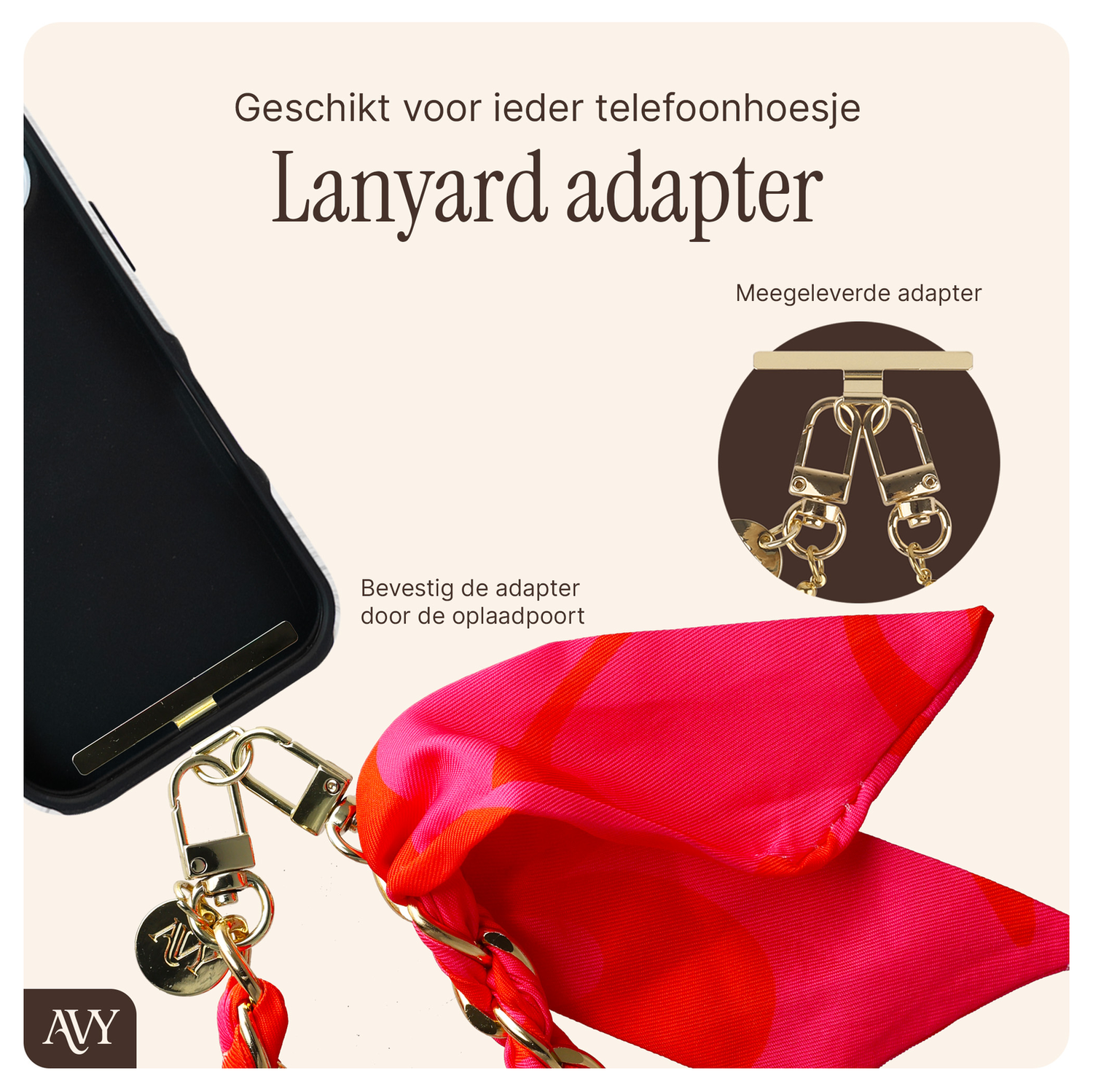 AVY Apple iPhone 14 Pro Hoesje met Koord & MagSafe 32CM Rosé Twist afbeelding 6
