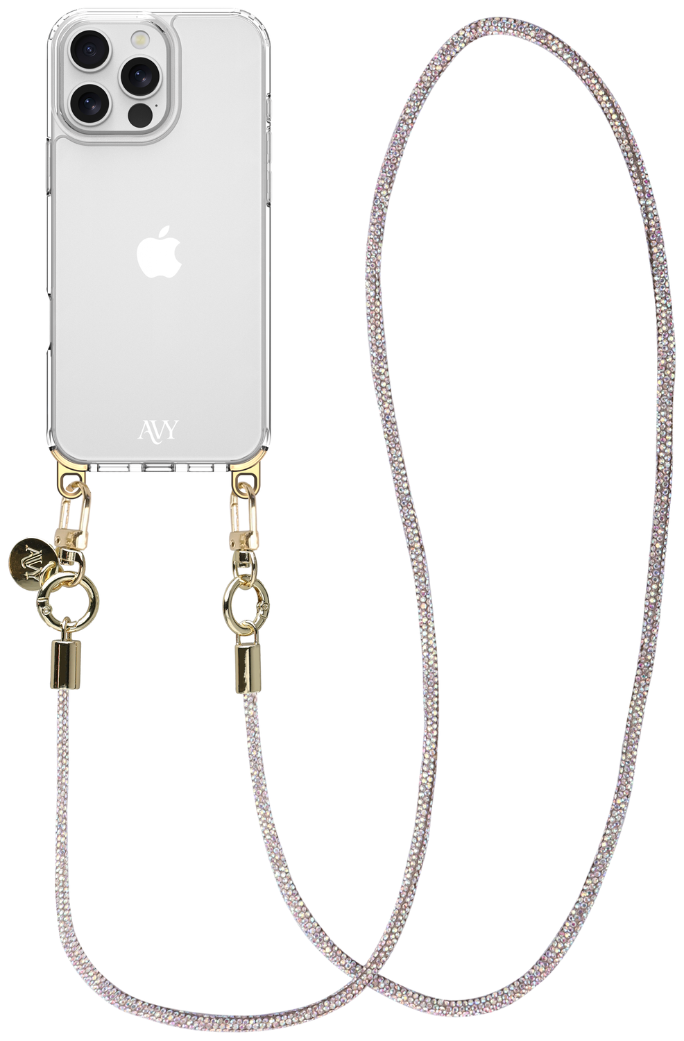 AVY Apple iPhone 14 Pro Hoesje Met Koord 120CM Silver Spark Long afbeelding 1