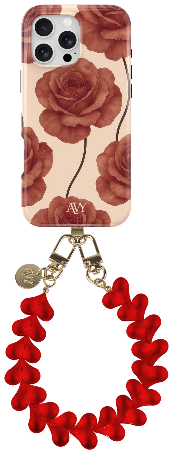 AVY Apple iPhone 14 Pro MagSafe Hoesje met Koord 30CM Hearts & Roses afbeelding 1