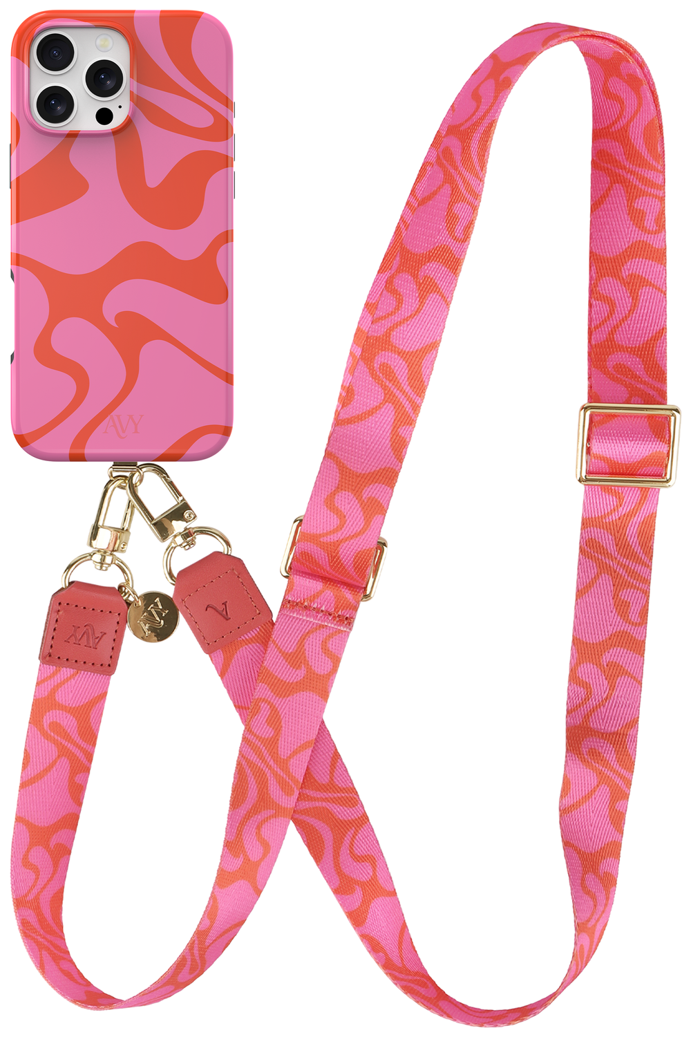 AVY Apple iPhone 14 Pro MagSafe Hoesje met Koord 130CM Rosé Twist afbeelding 1