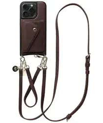 AVY Apple iPhone 14 Pro Bruin Leren Hoesje met Wallet & Koord Leather Set afbeelding
