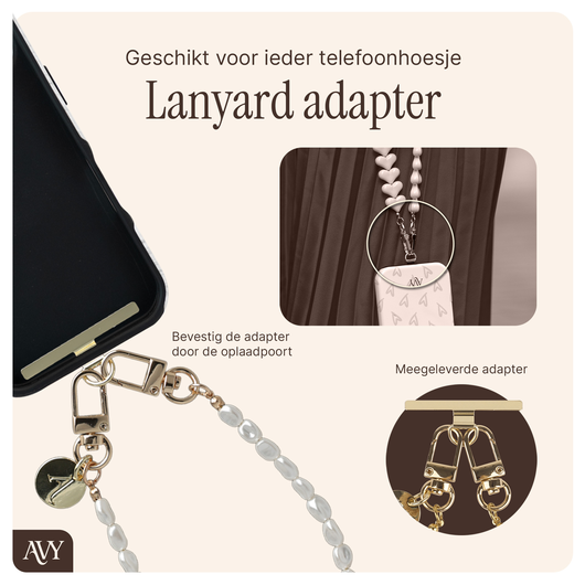 AVY Apple iPhone Air Hoesje met Koord & MagSafe 30CM Perla Chic afbeelding 9