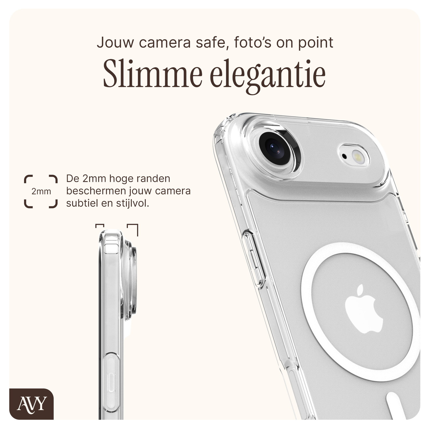 AVY Apple iPhone Air Hoesje met Koord & MagSafe 30CM Silver Spark afbeelding 3