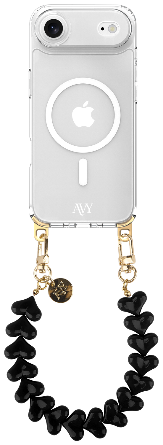 AVY Apple iPhone Air Hoesje met Koord & MagSafe 30CM Cupid Black afbeelding 1