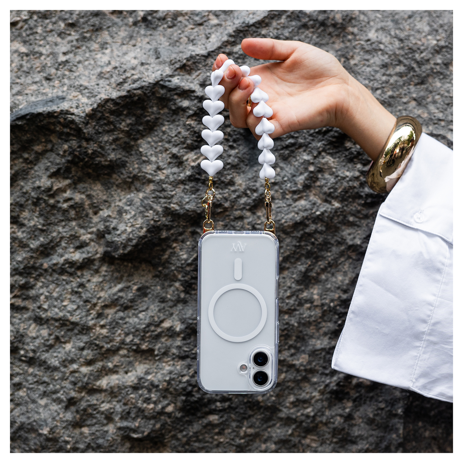 AVY Apple iPhone Air Hoesje met Koord & MagSafe 30CM Cupid White afbeelding 3