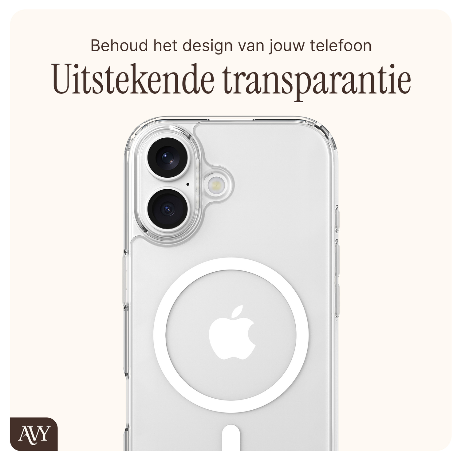 AVY Apple iPhone Air Hoesje met Koord & MagSafe 30CM Cupid White afbeelding 6