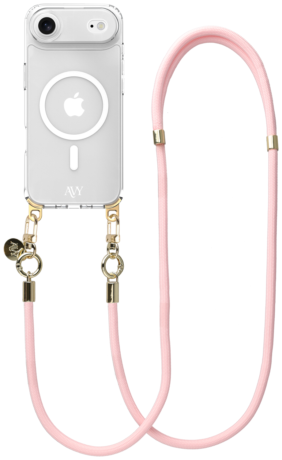 AVY Apple iPhone Air Hoesje met Koord & MagSafe 130CM Tressé Pink afbeelding 1