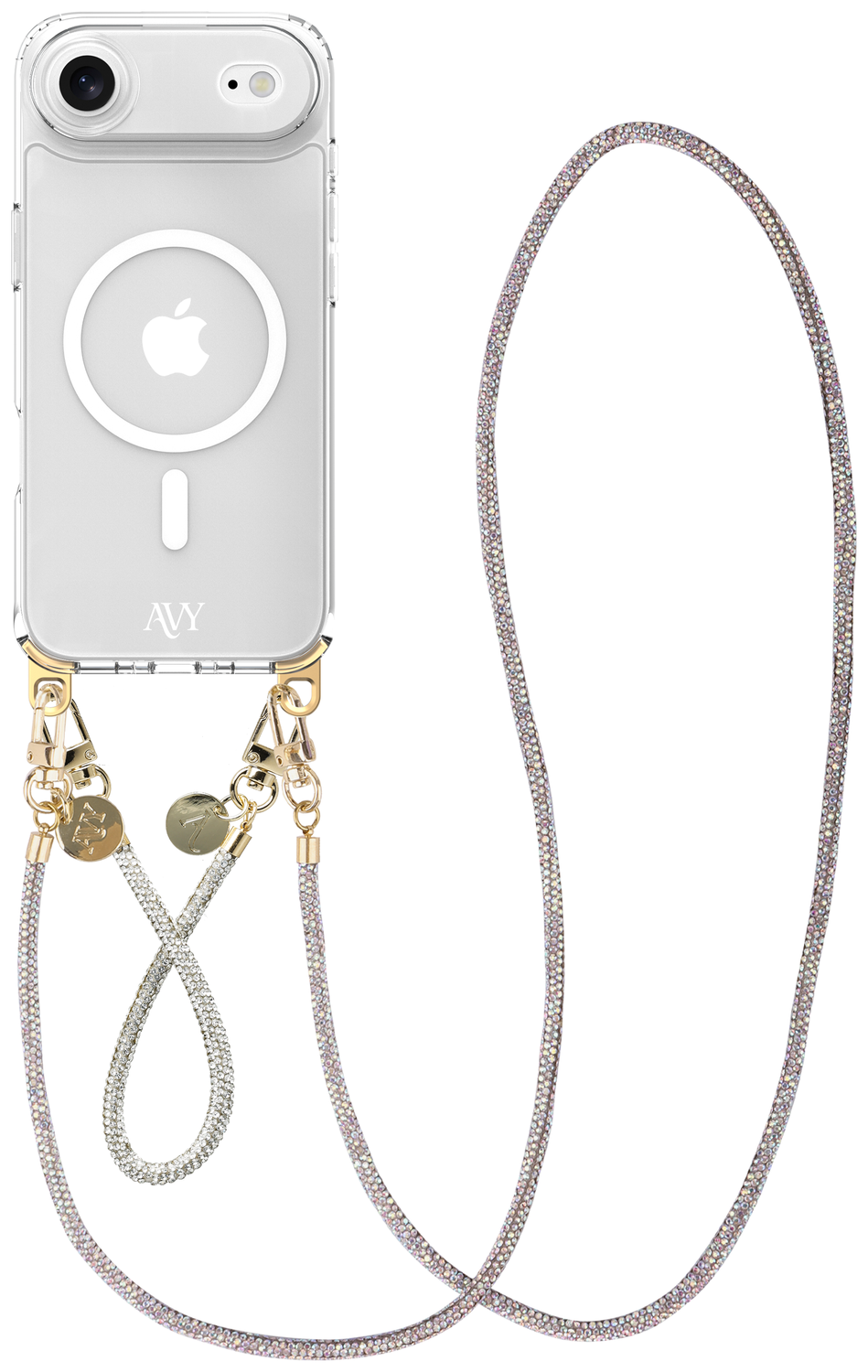 AVY Apple iPhone Air Hoesje met Koord & MagSafe Set Silver Spark afbeelding 1