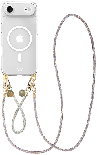 AVY Apple iPhone Air Hoesje met Koord & MagSafe Set Silver Spark afbeelding 1